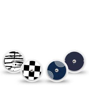 ExpressionMed Simply Patterned Variety Pack Freestyle Libre and Libre 2 Plus Sticker, Abbott Lingo, 4-pack Sticker Variety, Edgy Styled Patterns, Vinyl Graphics Continuous Glucose Monitor Design