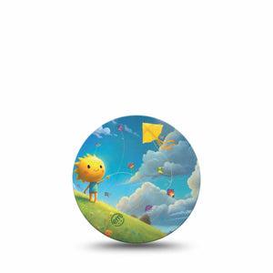 ExpressionMed Summer Kite Freestyle Libre 3 and Libre 3 Plus Overpatch, Single Tape Sun Inspired Character, Adhesive Patch CGM Design