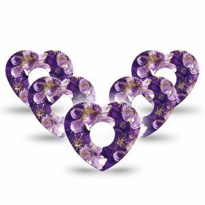 ExpressionMed Plum Gold Freestyle Libre 3 and Libre 3 Plus Heart, 5-Pack Delicate florals Overlay Tape for Continuous Glucose Monitor