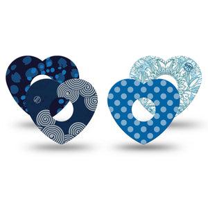 ExpressionMed Barbie Splash Variety Pack Freestyle Libre 3 and Libre 3 Plus Heart Shape Tape, 4-Pack Tape Variety Blue Tones, Patch CGM Design