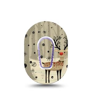 ExpressionMed Woodland Reindeer Dexcom G6 Mini Tape, Single Tape and Single Sticker Festive Reindeer, Adhesive Tape CGM Design