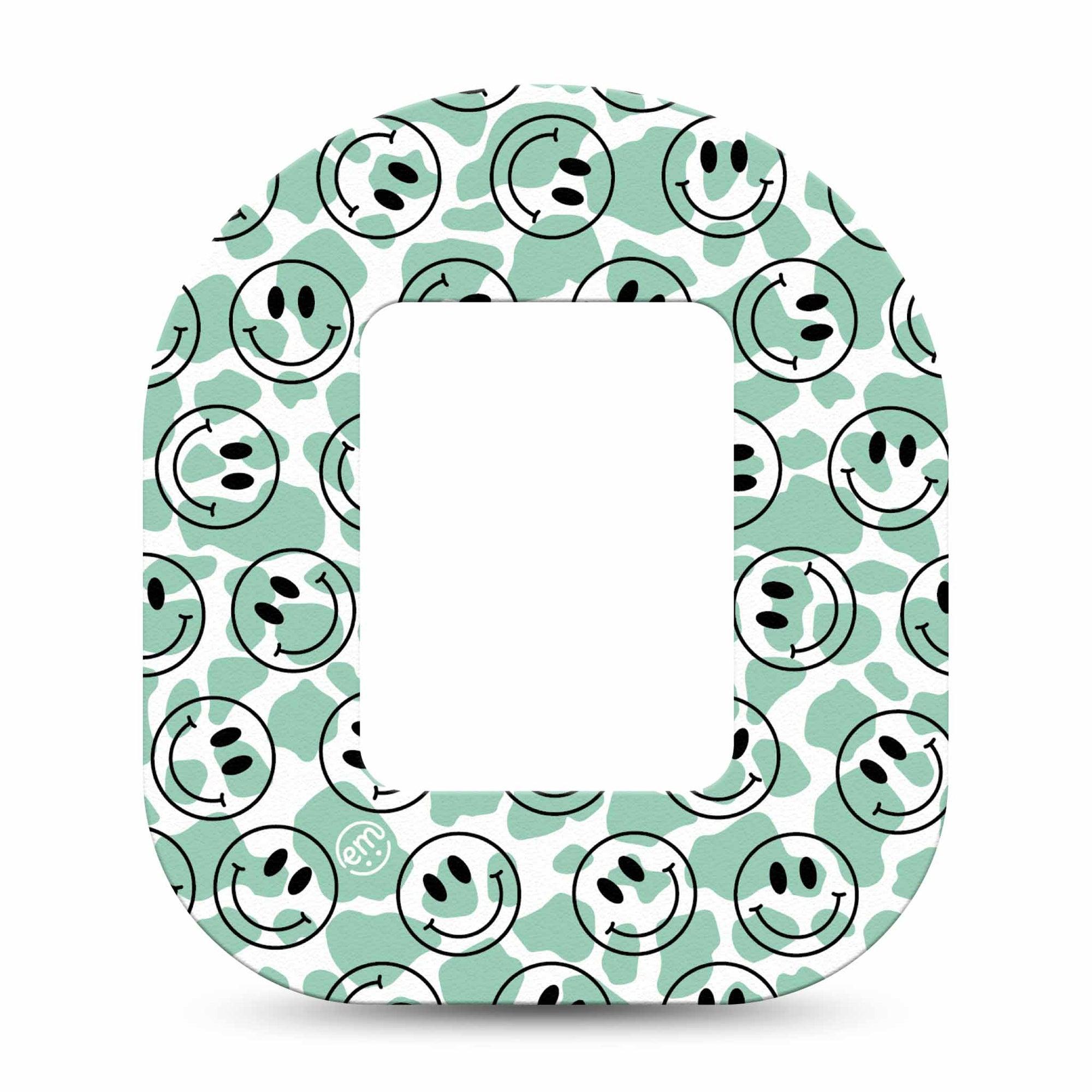 ExpressionMed Happy Cow Print Tandem Mobi, Single, Green Cowhide Inspired, CGM Overlay Patch Design,