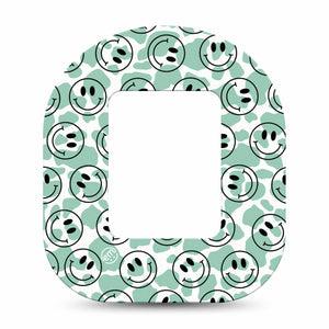 ExpressionMed Happy Cow Print Tandem Mobi, Single, Green Cowhide Inspired, CGM Overlay Patch Design,