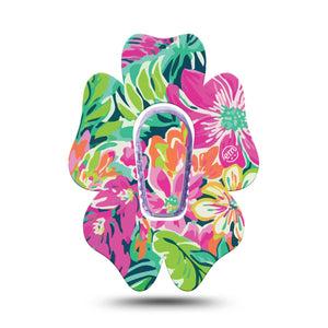 ExpressionMed Tropic Burst Dexcom G6 Flower Shape Tape Single Tape and Single Sticker Tropic Burst, Adhesive Patch Continuous Glucose Monitor Design