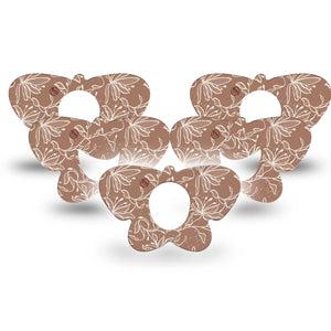 ExpressionMed Mocha Mousse Lace Dexcom G7 Butterfly Shape Tape, Dexcom Stelo Glucose Biosensor System, 5-Pack Tape Pantone Brown 2025, Adhesive Tape CGM Design