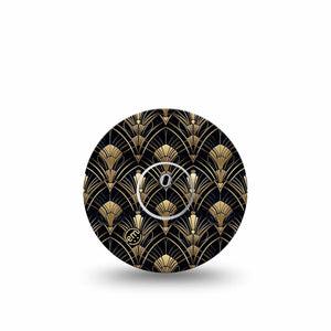 ExpressionMed Midnight Deco Freestyle Libre 3 and Libre 3 Plus, Single Tape and Single Sticker Gold geometric style Accessories for Continuous Glucose Monitor