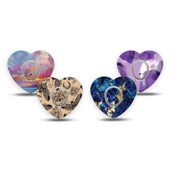 ExpressionMed Vivid Dexcom G7 and Dexcom Stelo Glucose Biosensor System Heart, tape and sticker bold blue palette Vinyl Decoration for CGM