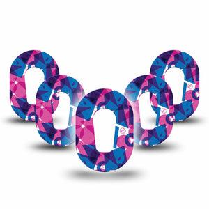 ExpressionMed Violet Vortex Dexcom G6 Mini Tape 5-Pack Tape Fun Geometric Shapes, Adhesive Tape CGM Design