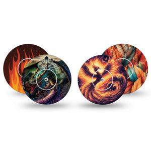 ExpressionMed Ember Rise Variety Pack Freestyle Libre and Libre 2 Plus Sticker and Tape, Abbott Lingo, Winged Mythical Creatures, Adhesive Sticker and Tape Design Continuous Glucose Monitor Design