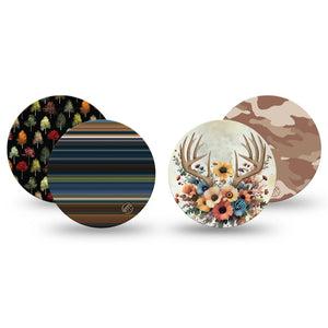 ExpressionMed Rustic Roots Variety Pack Freestyle Libre 3 and Libre 3 Plus Overpatch, 4-Pack Tape Variety, Earthy Masculine Themed, Adhesive Patch CGM Design