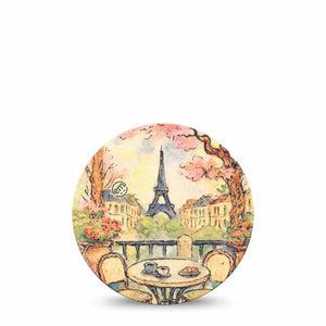 ExpressionMed Café Terrace Dexcom G7 and Dexcom Stelo Glucose Biosensor System OverPatch, Single Tape French painting inspired Adhesive Tape for CGM