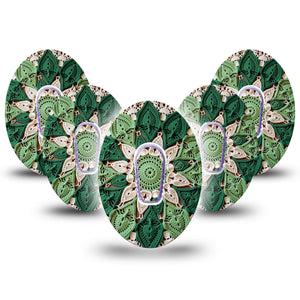 ExpressionMed Knit Monstera Dexcom G6, 5-Pack Tape and 5-Pack Sticker Knit green floral Decorative Decal for CGM