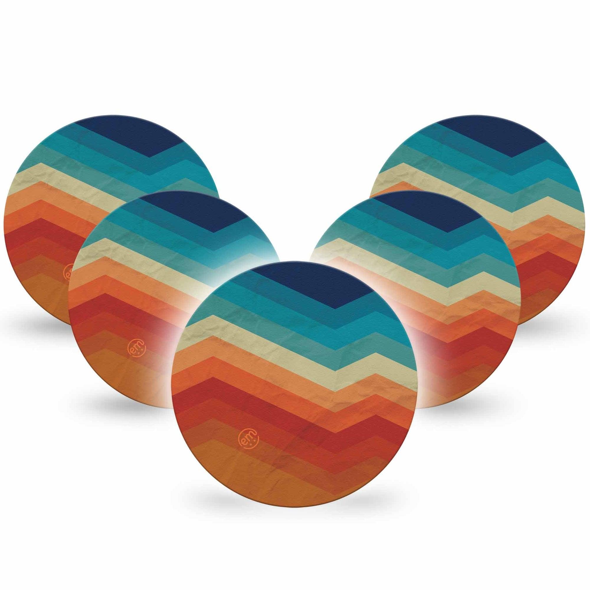 ExpressionMed Retro Winter Coat Dexcom G7 Overpatch, Dexcom Stelo Glucose Biosensor System, 5-Pack Tape Geometric Retro Print, Overlay Tape CGM Design