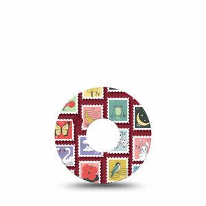 ExpressionMed Postage Stamp Freestyle Libre 3 and Libre 3 Plus, Single Tape Illistrated postage stamps Overlay Patch for Continuous Glucose Monitor
