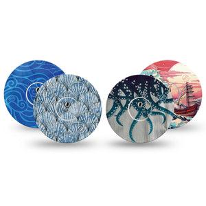 ExpressionMed Ocean Odyssey Variety Pack Freestyle Libre 3 and Libre 3 Plus Sticker and Tape  Sea Scenery, Vinyl Sticker and Tape Pairing CGM Design
