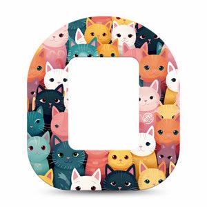 ExpressionMed Rainbow Cats Tandem Mobi, , Single Cat Lovers Painting Inspired Fixing Ring Patch pump Design