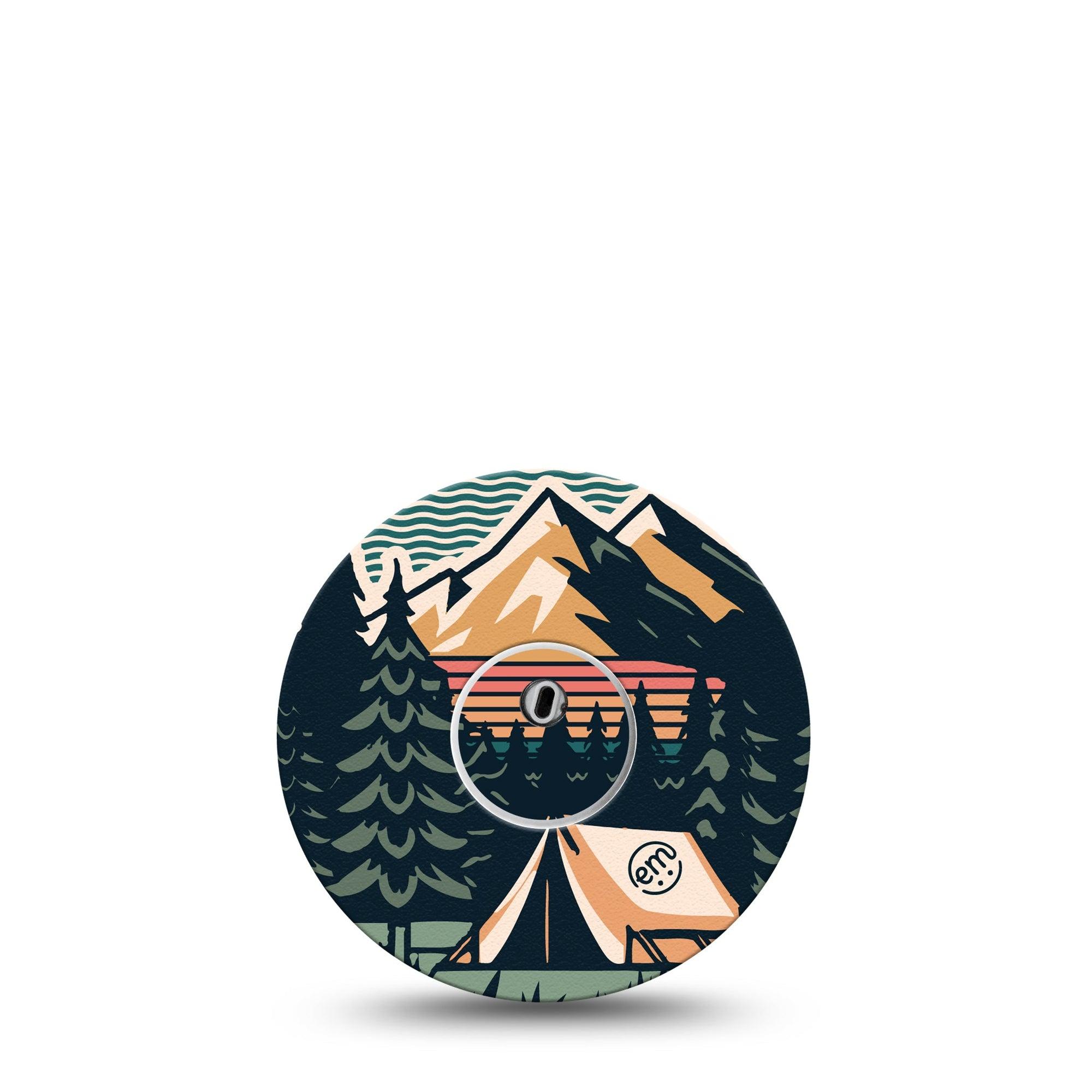 ExpressionMed Retro Camping Freestyle Libre 3 Sticker and Tape Fall time camping Vinyl Sticker and Tape Pairing CGM Design