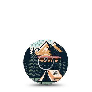 ExpressionMed Retro Camping Freestyle Libre 3 Sticker and Tape Fall time camping Vinyl Sticker and Tape Pairing CGM Design