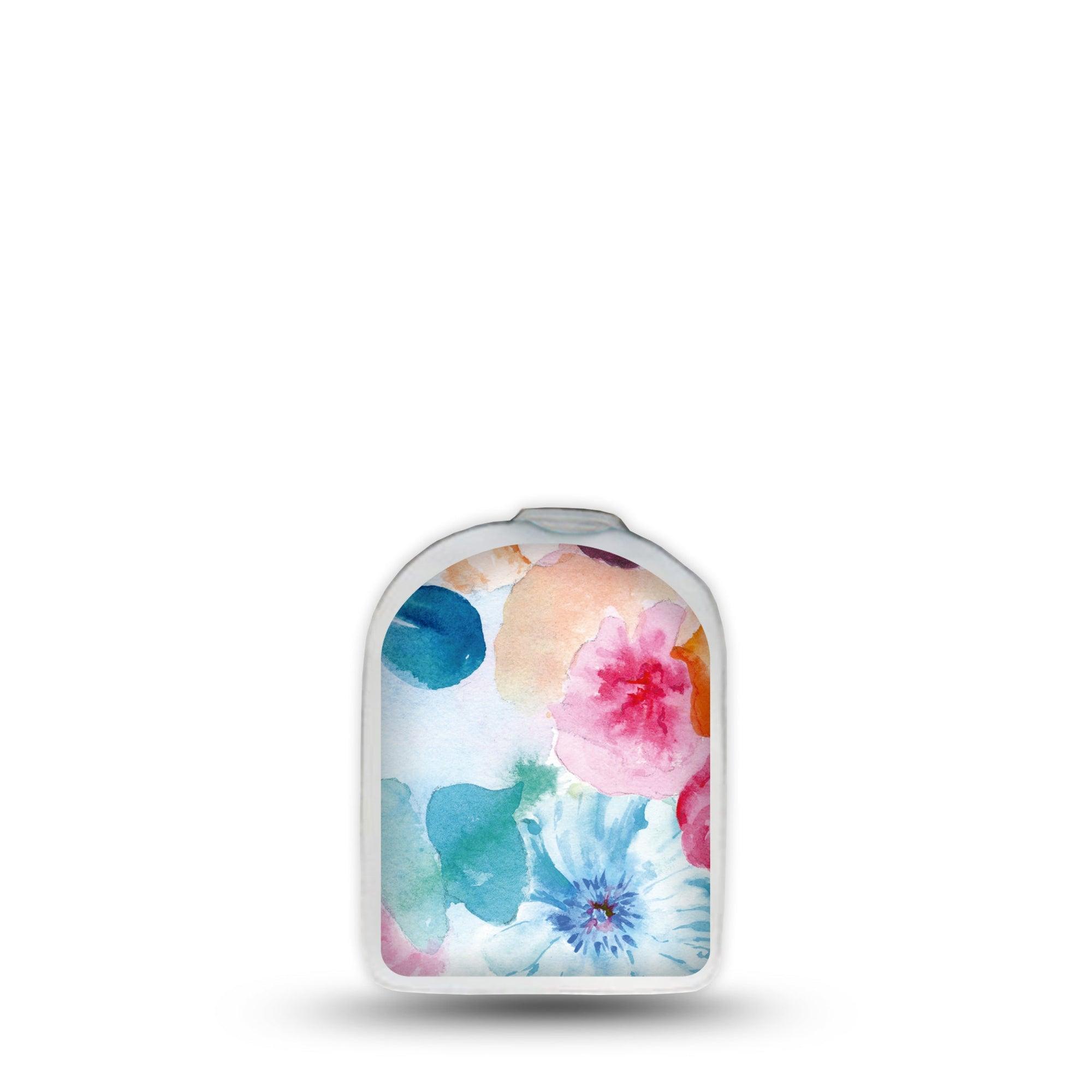 ExpressionMed Watercolor Poppies Omnipod Surface Center Sticker Single Sticker Multicolored Florals Themed Vinyl Decoration Pump Design