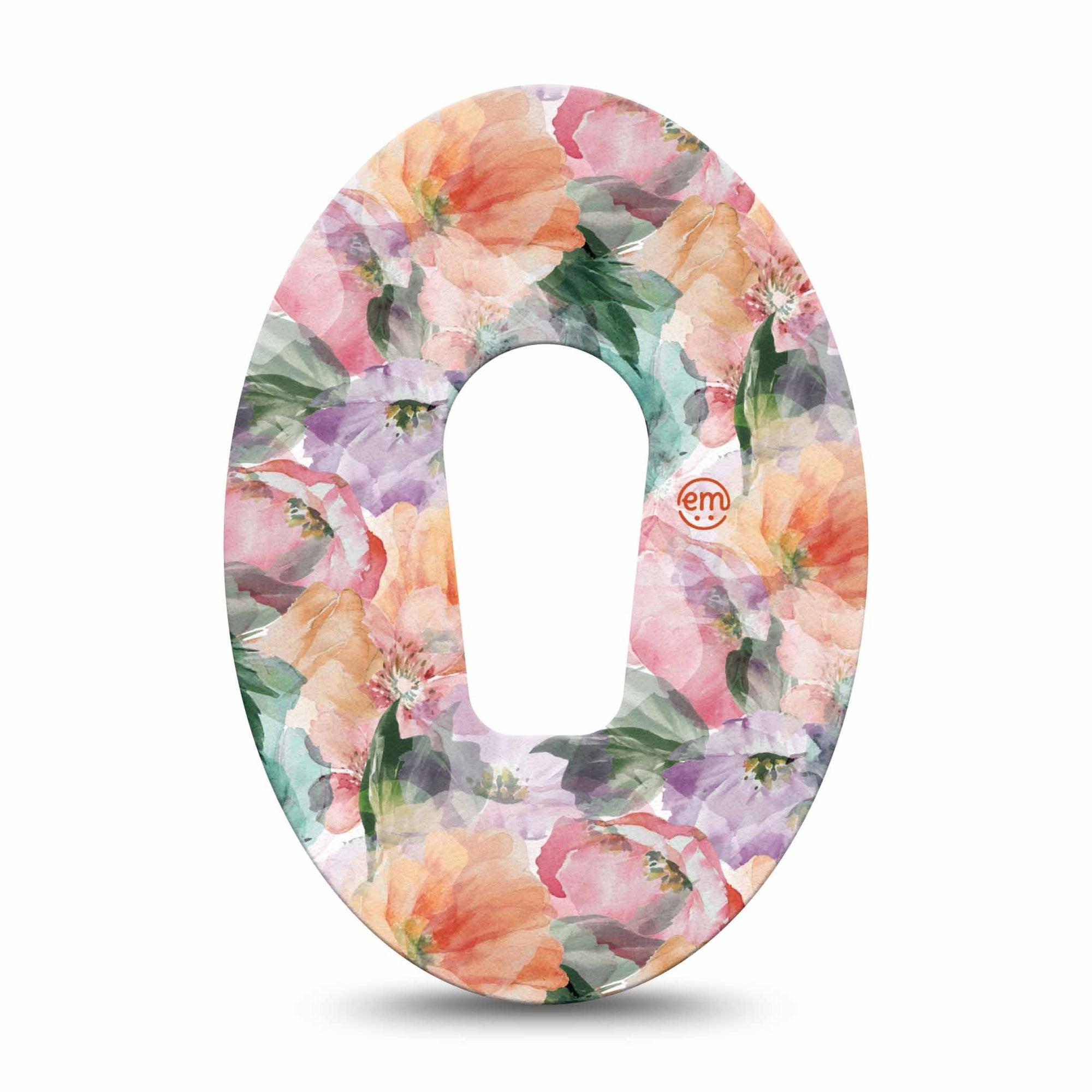 ExpressionMed Flower Clouds Dexcom G6 Tape Single Tape Sheer Floral Petal Garden Theme, Plaster CGM Design