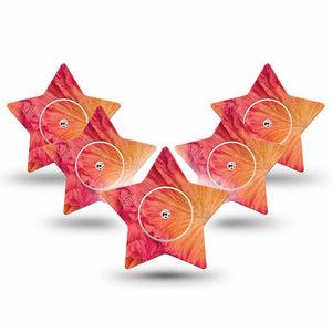 ExpressionMed Ruffles Freestyle Libre, Libre 2 Plus, and Abbott Lingo Star, 5-Pack Tape and 5-Pack Sticker Orange red ombre Waterproof Sensor Cover for Continuous Glucose Monitor