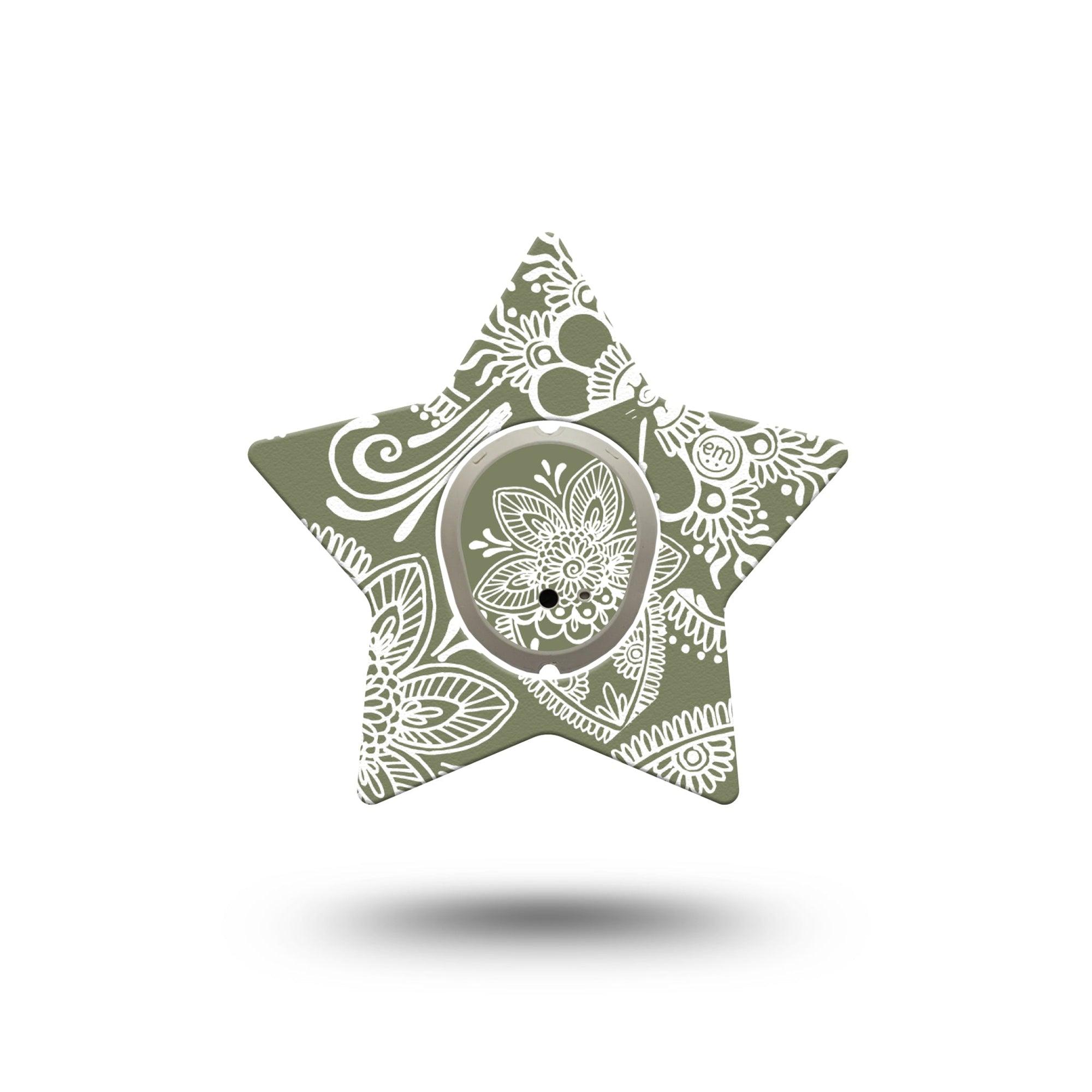 ExpressionMed Olive Henna Dexcom G7 Star Shape Tape, Dexcom Stelo Glucose Biosensor System, Single Tape and Single Sticker Earthy Shade, Adhesive Tape CGM Design
