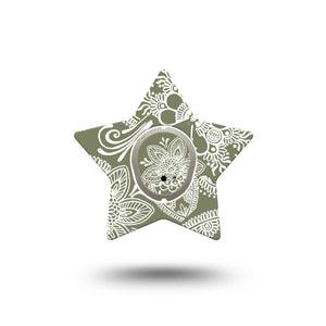 ExpressionMed Olive Henna Dexcom G7 Star Shape Tape, Dexcom Stelo Glucose Biosensor System, Single Tape and Single Sticker Earthy Shade, Adhesive Tape CGM Design
