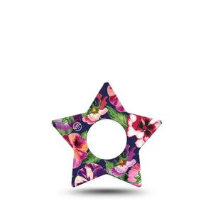 ExpressionMed Flower Girl Pansies Infusion Set Star Shape Tape 5-Pack Tape Winter Floral Pansy, Fixing Ring Patch Continuous Glucose Monitor Design