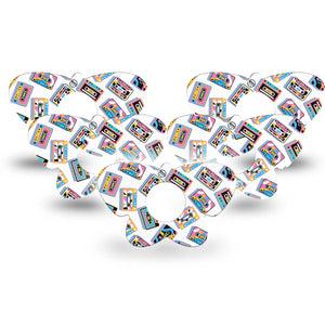 ExpressionMed Vintage Music Tapes Infusion Set Butterfly Shape Tape 10-Pack Tape Vintage Cassette Tapes, Plaster Continuous Glucose Monitor Design