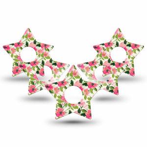ExpressionMed Painter’s Cosmos Freestyle Libre 3 and Libre 3 Plus Star, 5-Pack Painted pink blossoms Decorative Patch for Continuous Glucose Monitor