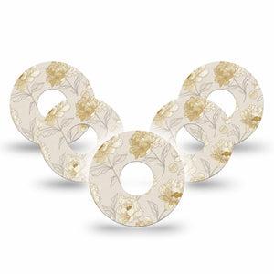 ExpressionMed Sketched Peonies Freestyle Libre 3 and Libre 3 Plus, 5-Pack Delicate peony outlines Sensor Decoration for CGM