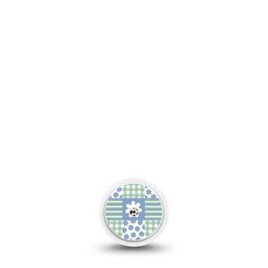 ExpressionMed Patchwork Flowers Freestyle Libre, Libre 2 Plus, and Abbott Lingo Sticker, Single Sticker Daisies and plaid Decorative Patch for Continuous Glucose Monitor