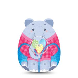 ExpressionMed Circus Elephant Freestyle Libre and Libre 2 Plus Sticker and Tape, Abbott Lingo,   Cute Sitting Elephant, Adhesive Sticker and Tape Design Continuous Glucose Monitor Design