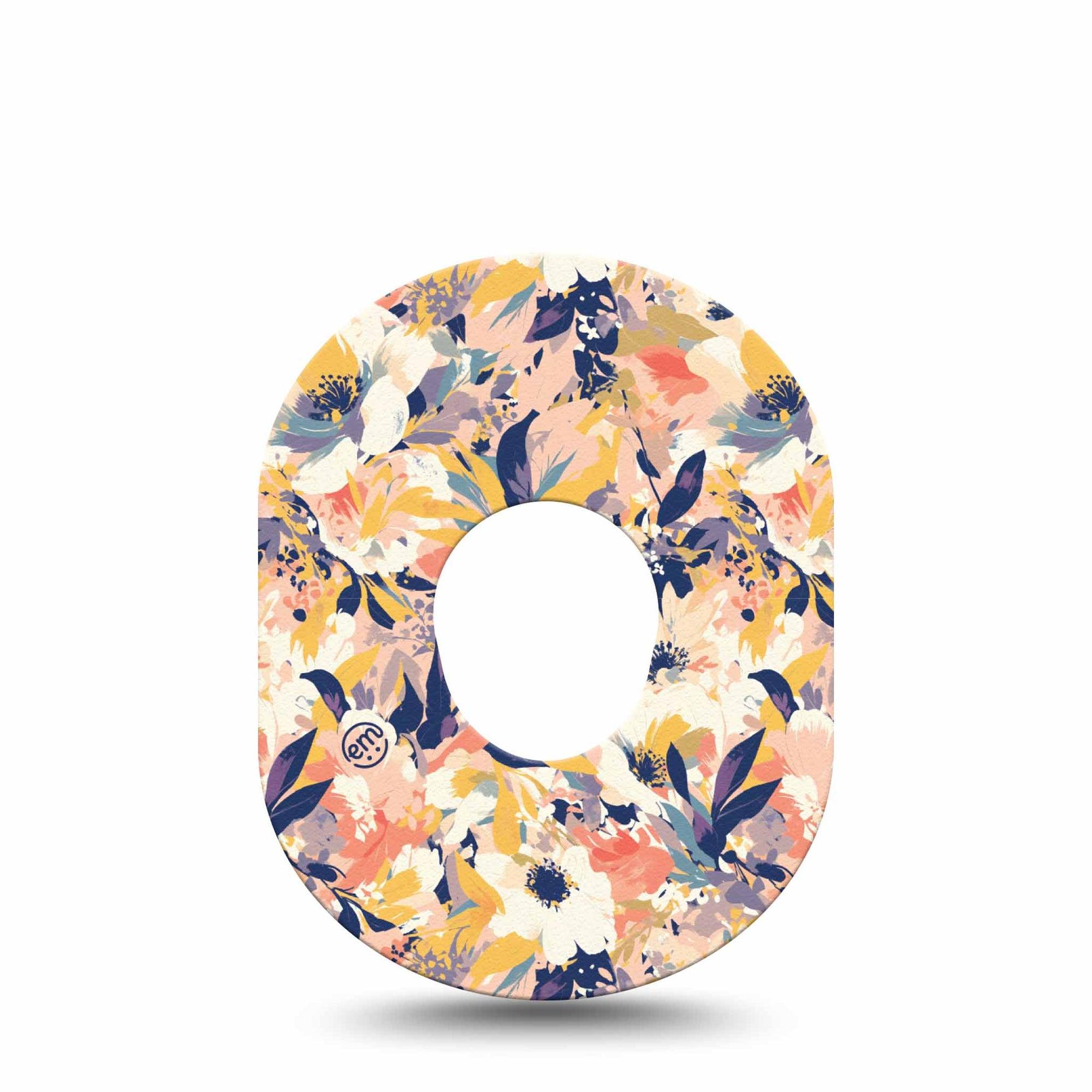 ExpressionMed Tinted Blooms Dexcom G7 Tape, Dexcom Stelo Glucose Biosensor System,  Single Painted Floral Pattern Overlay Tape Continuous Glucose Monitor Design