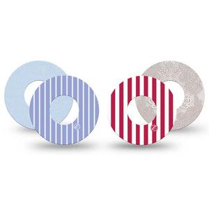 ExpressionMed Washed Classics Freestyle Libre, Libre 2 Plus, and Abbott Lingo, 4-Pack Tape distressed patriotic look Decorative Patch for Continuous Glucose Monitor
