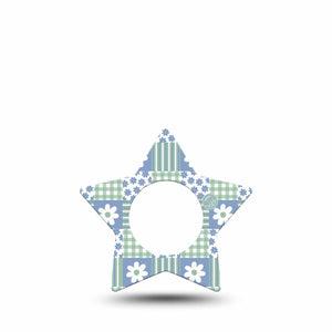 ExpressionMed Patchwork Flowers Freestyle Libre, Libre 2 Plus, and Abbott Lingo Star, Single Tape Spring blue green print Decorative Patch for CGM