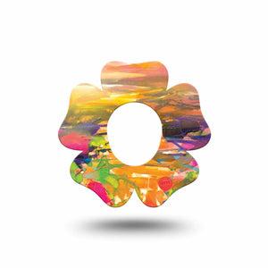 ExpressionMed Fragments From Above Dexcom G7 Flower Shape Tape, Dexcom Stelo Glucose Biosensor System, Single Tape Fragmented View, Plaster CGM Design