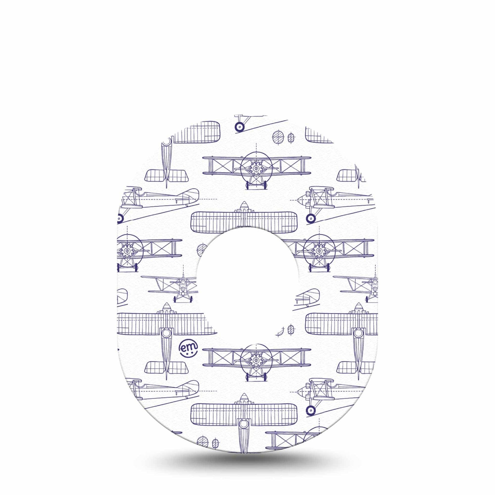ExpressionMed Airplane Dexcom G7 Tape, Dexcom Stelo Glucose Biosensor System, Single Tape Plane Illustration Print, Overlay Tape CGM Design