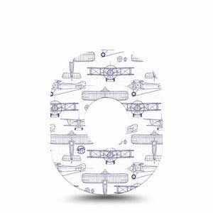 ExpressionMed Airplane Dexcom G7 Tape, Dexcom Stelo Glucose Biosensor System, Single Tape Plane Illustration Print, Overlay Tape CGM Design