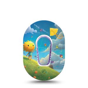 ExpressionMed Summer Kite Dexcom G6 Mini Tape, Single Tape and Single Sticker Sunny Kite, Adhesive Tape CGM Design