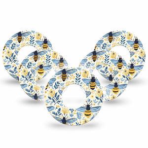 ExpressionMed Busy Bees Freestyle Libre, Libre 2 Plus, and Abbott Lingo, 5-Pack Pretty bees Decorative Patch for Continuous Glucose Monitor