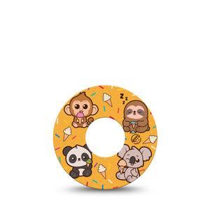ExpressionMed Ice Cream Buddies Infusion Set Tape, 5-Pack Tape Ice Cream Cone Animals, Overlay Patch Continuous Glucose Monitor Design