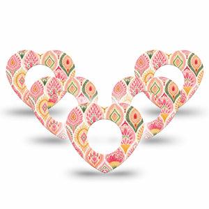 ExpressionMed Blush Freestyle Libre, Libre 2 Plus, and Abbott Lingo Heart, 5-Pack subtle pink texture Adhesive Tape for Continuous Glucose Monitor