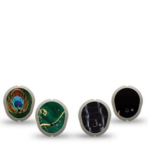 ExpressionMed Velvet Royale Variety Pack Dexcom G7 Sticker, Dexcom Stelo Glucose Biosensor System, 4-Pack Sticker Variety Layered Textile Effects, Vinyl Decoration Continuous Glucose Monitor Design