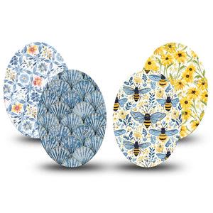 ExpressionMed Sunny Coast Medtronic Guardian Enlite Universal Oval, 4-Pack Tape Narture bees florals shells Best Covers for CGM