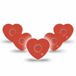 ExpressionMed Cherry Red Freestyle Libre 3 and Libre 3 Plus Heart Shape Tape, 5-Pack Tape and 5-Pack Sticker Basic Color, Patch CGM Design
