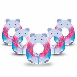 ExpressionMed Circus Elephant Freestyle Libre 2 Gumdrop Shape Tape, Abbott Lingo,  5-Pack Tape Squishmallow Elephant Inspired, Patch CGM Design