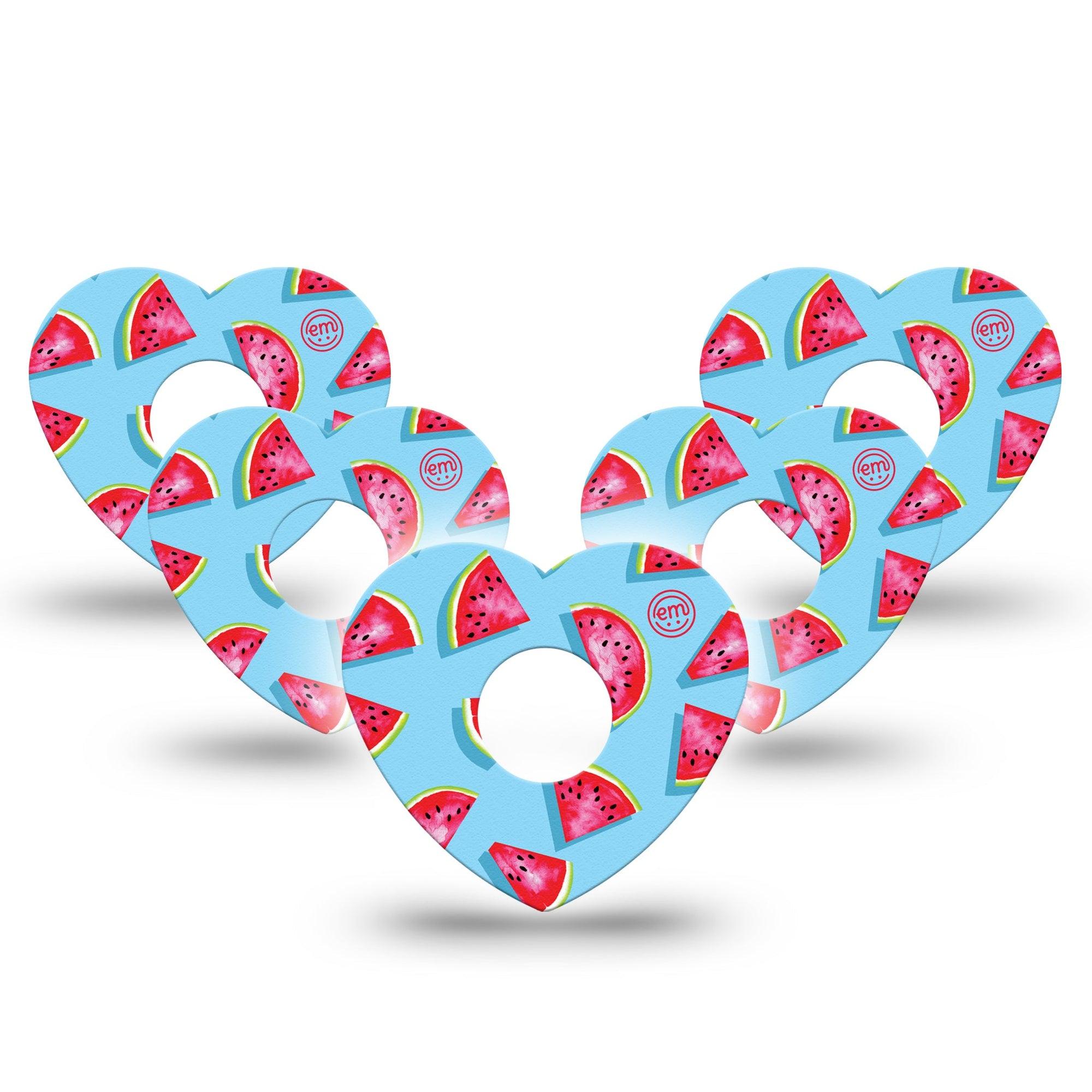 ExpressionMed Watermelon Slices Freestyle Libre 3 Heart Shape Tape 5-Pack Delicious Snack Patch CGM Design