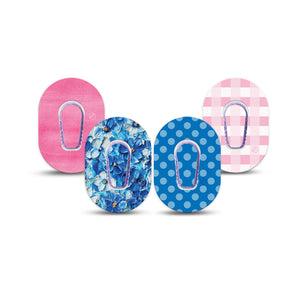 ExpressionMed Cotton Candy Coast Variety Pack Dexcom G6 Mini Tape, 4-Pack Tape and 4-Pack Stickers Variety Barbie Doll Inspired, Adhesive Tape CGM Design