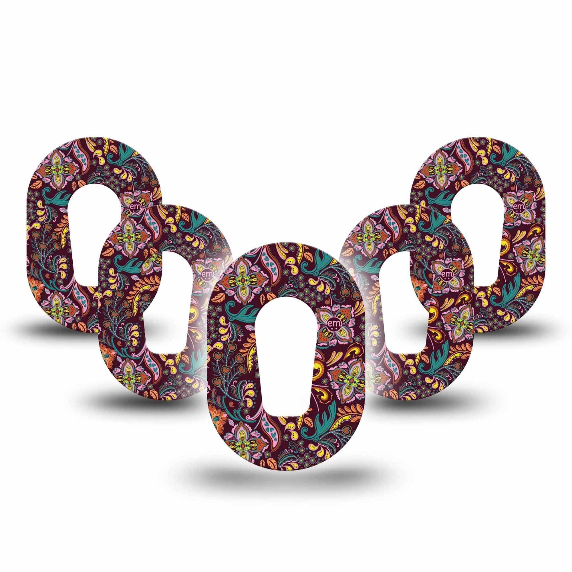 ExpressionMed Ornate Floral Dexcom G6 Mini Tape 5-Pack Tape Fall Palette Flowers, Adhesive Tape CGM Design